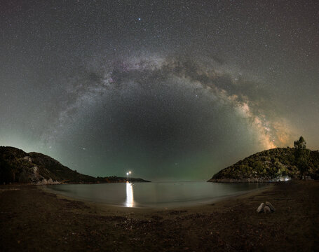 Milky Way over the beach in Greece