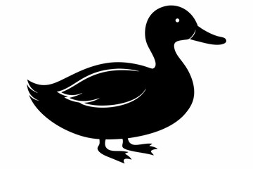 Duck Silhouette, Duck black silhouette Vector illustration