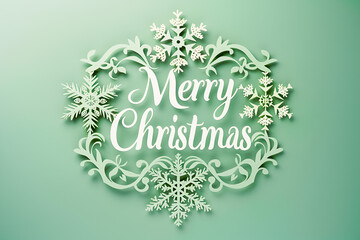 White text Merry Christmas on light green background