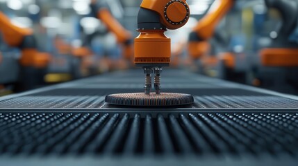 Robotic arms operating fabric looms, integrating technology and precision in textile production