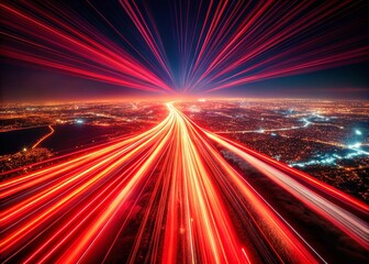 Abstract Red Light Speed Zoom on Black Background - High-Tech Visuals for Innovation and Technology Themes