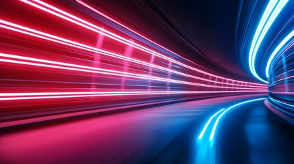 Fototapeta premium Futuristic Cityscape with Neon Lights and Holographics - Immersive Urban Nightlife Protected by Digital Firewall