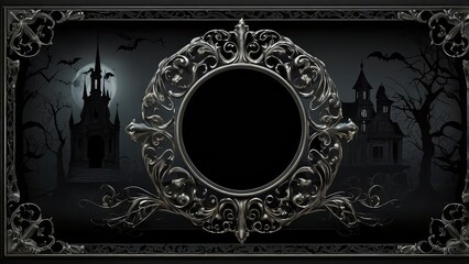 gothic halloween invitation with dark forest and fog