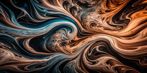 Abstract Swirls of Orange and Blue - Vibrant Fluid Art Background for Creative Projects