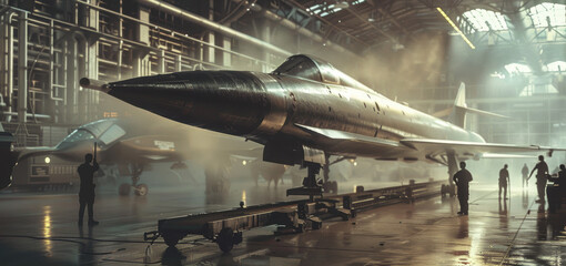 Gleaming Nuclear Missile Loaded onto Fighter Jet in Secured Military Hangar