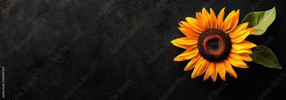 Sticker A vibrant sunflower against a dark background, emphasizing natural beauty and simplicity.