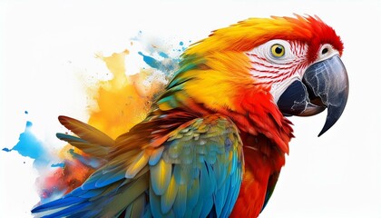 Fototapeta premium Beautiful parrots isolated on a white background, double exposure as transparent 