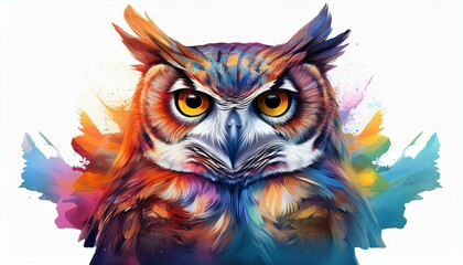 Obraz premium Owls isolated on a white background, double exposure as transparent