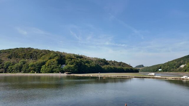 Looe Cornwall England UK. 30.09.2024. Video. River Looe flowiing inland through beautiful Cornish countryside in Looe Cornwall.