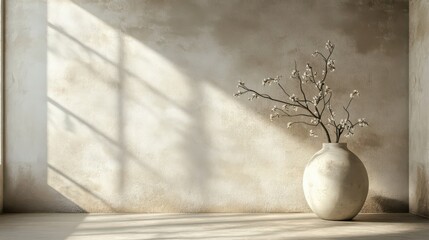 Minimalist Vase with Branches in a Sunlit Room