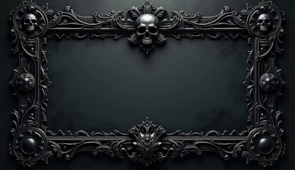 dark gothic halloween invitation with skulls