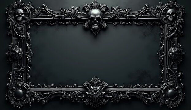 dark gothic halloween invitation with skulls