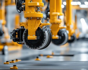 Robotic systems installing suspension and brake systems on cars, advanced automation optimizing production