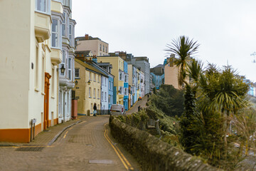 street in the town of Tenby, Wales, UK