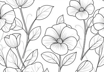 Fototapeta premium This doodle pattern page was designed to be used as a colorin page for a colouring book. It features flower leaves, leaves in monochrome colors, and doodles.