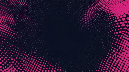 Abstract dark blue background with pink dotted pattern forming a swirl.