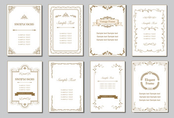 Set of Decorative vintage frames and borders set, photo frame floral for picture, vector design decoration pattern style. Vintage Ornament Greeting Card Vector Template, border design..eps