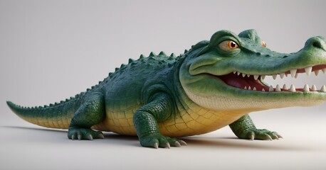Fototapeta premium swim, standing, graphic, swimming, endangered, comic, nice, artistic, design, cute, color, cute animal, loveable, isolated on white, reptile, animal, sea, wildlife, illustration, white, crocodile, cro