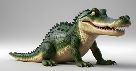 Obraz premium swim, standing, graphic, swimming, endangered, comic, nice, artistic, design, cute, color, cute animal, loveable, isolated on white, reptile, animal, sea, wildlife, illustration, white, crocodile, cro