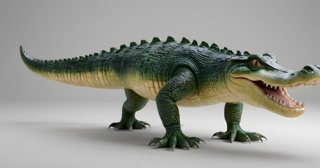 Obraz premium swim, standing, graphic, swimming, endangered, comic, nice, artistic, design, cute, color, cute animal, loveable, isolated on white, reptile, animal, sea, wildlife, illustration, white, crocodile, cro