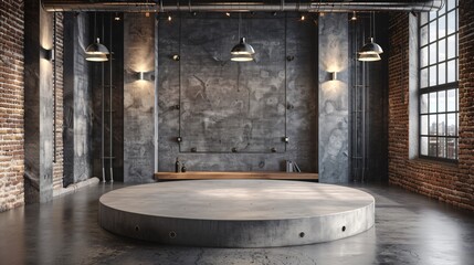 Fototapeta premium product podium on loft background 