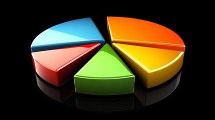 Fototapeta premium Colorful Pie Chart on Black Background
