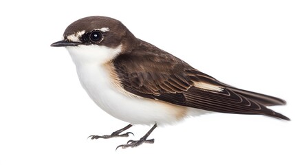 Sea Sparrow Bird Perched on a Branch on a White Background, Realistic Photo, Standard Background, Wallpaper, Cover and Screen for Smartphone, PC, Laptop, 16:9 and 9:16 Format