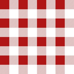 Red and white checkered tablecloth scarf Christmas seamless pattern