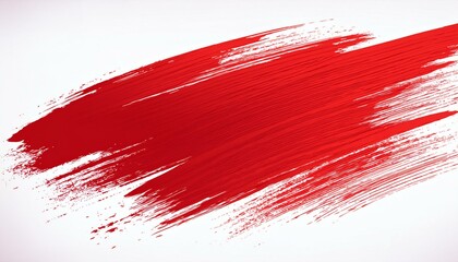 red brush stroke on white background