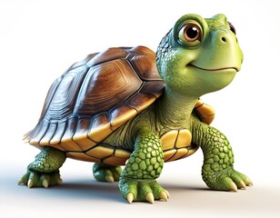 AI generated cute turtle on a white background