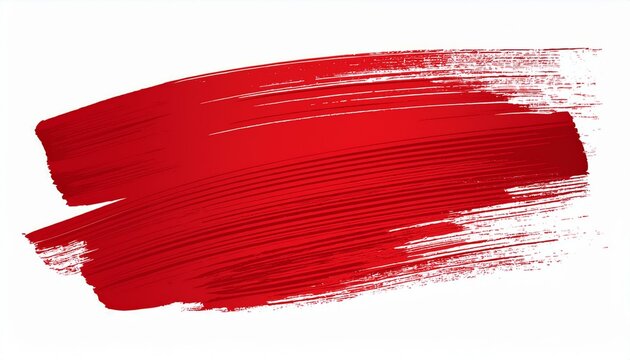 red brush stroke on white background
