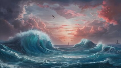 Fototapeta premium Background with wave - brochure design or flyer