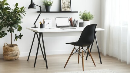 Modern Minimalist Workspace with Stylish Desk and Chair