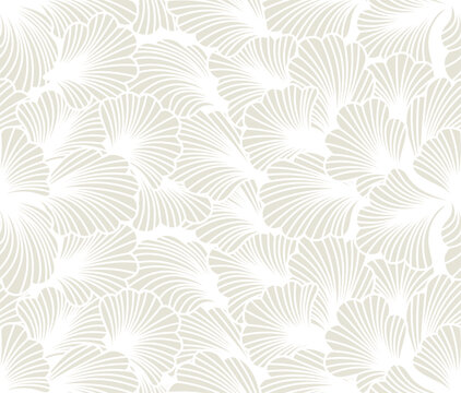Abstract ginkgo leaves silhouette seamless pattern. floral  Oriental background.