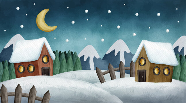 winter landscape with house