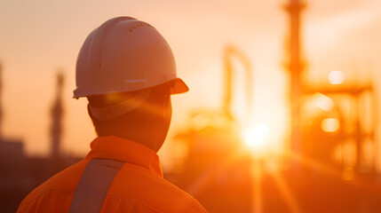 Worker in a Hard Hat Overseeing Power Plant Operations &ndash; Industrial Safety and Management