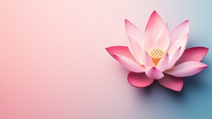 A serene pink lotus flower on a gentle gradient background, symbolizing beauty and tranquility.