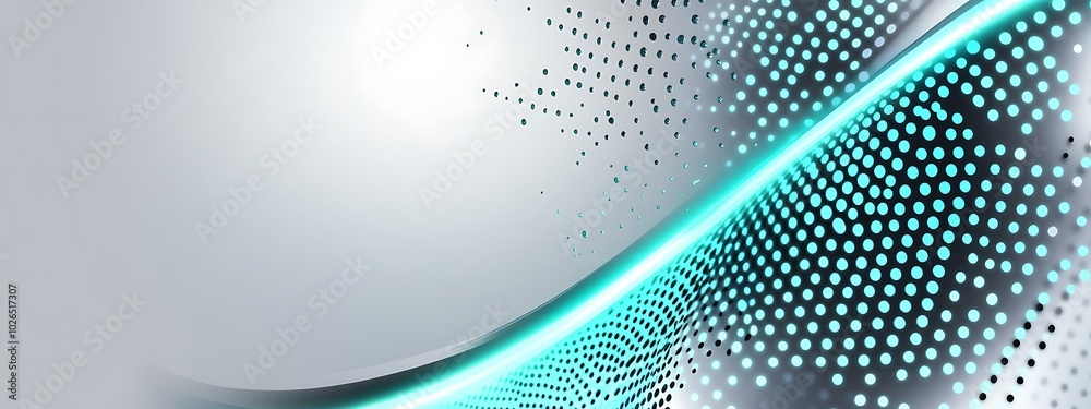 Aufkleber abstract background with a glowing turquoise line and gray dots.
