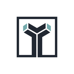 Letter Y with 3d style in square shape. Letter Y building logo design template.