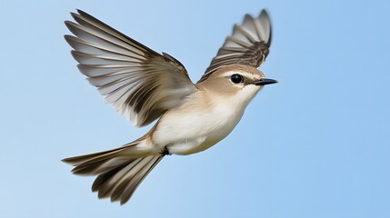 Obraz premium Sea Sparrow Bird Flying in Nature under Blue Sky, Photo Realistic, Pattern Background, Wallpaper, Cover and Screen for Smartphone, PC, Laptop, 16:9 and 9:16 Format