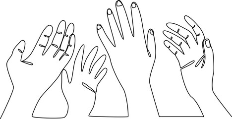 Diversity hand reaching up one line art vector