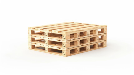 Boxes on pallets, isolated on a white background, with vibrant product colors.