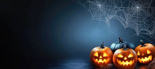 halloween decoration background template illustration. banner, copy space, spooky background.	