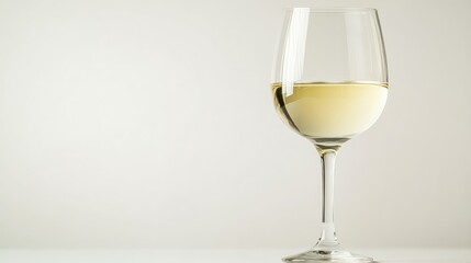 Fototapeta premium Glass of White Wine Against a Clean Minimalist Background