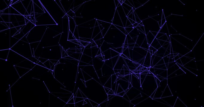 Abstract background plexsus network with dot line on back background, slow motion moving 4k animation