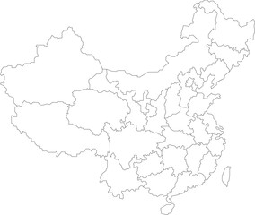 Blank Outline Map of China Vector Illustration