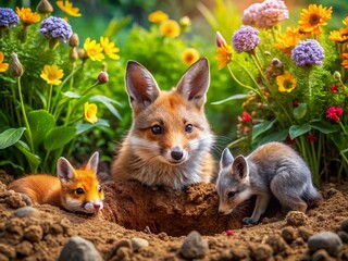 Animal Digging in Nature - High Depth of Field Photography