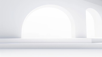 Blank white gradient background with product display. White backdrop or empty studio with room floor.  