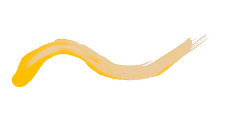 Isolated yellow brush stroke on transparent background.