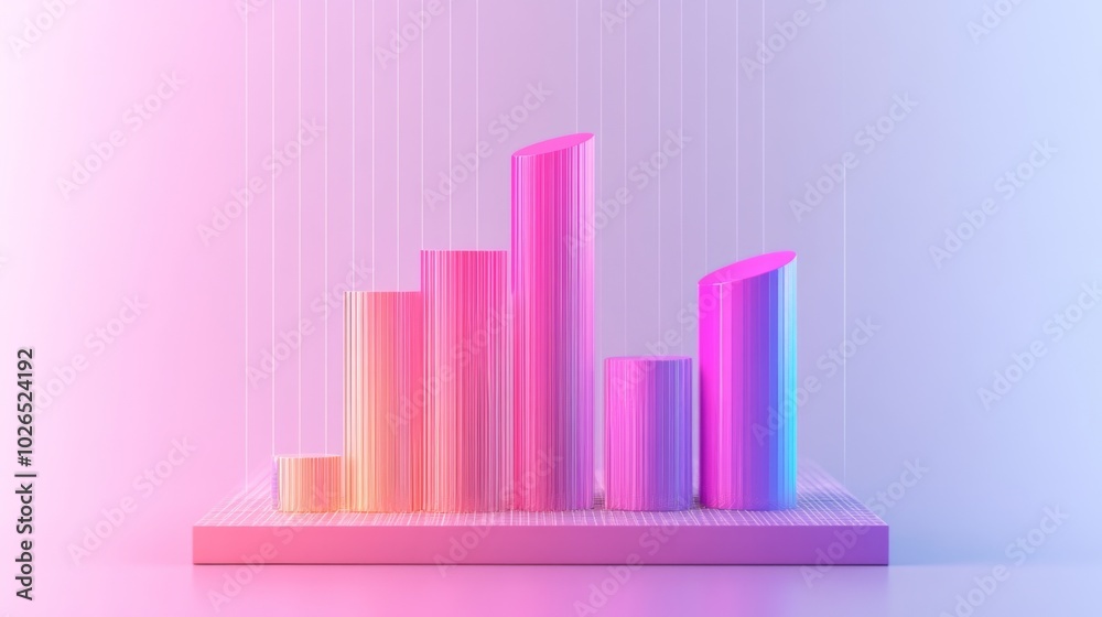 Poster Colorful 3D Bar Graph with Gradients and Lines